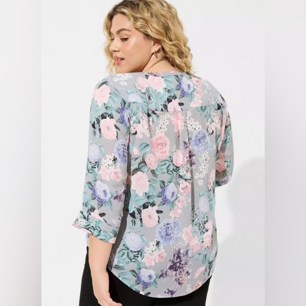 Torrid Harper Georgette 3/4 Sleeve Floral Blouse
